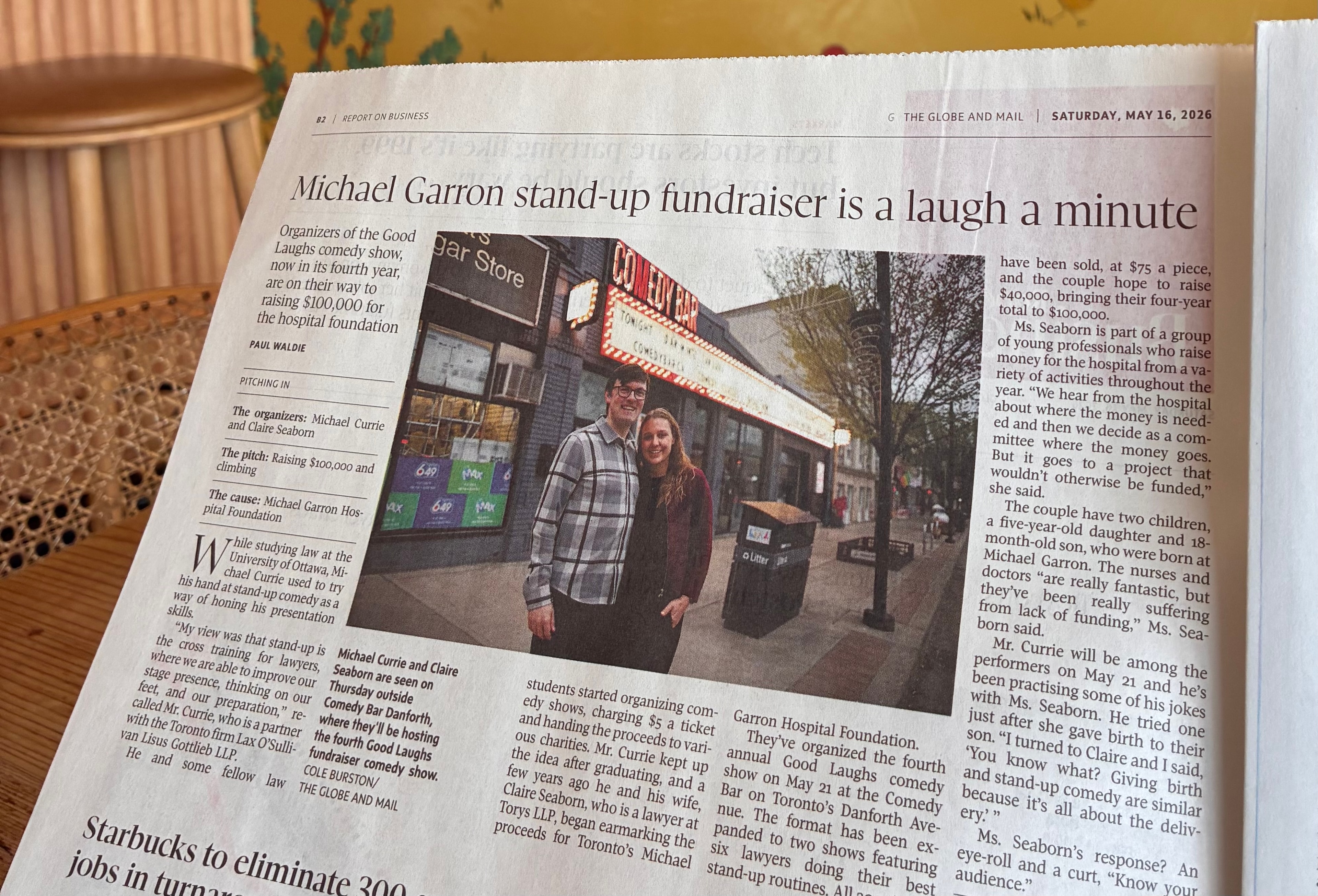 Globe and Mail article about Claire's Michael Garron Hospital fundraiser