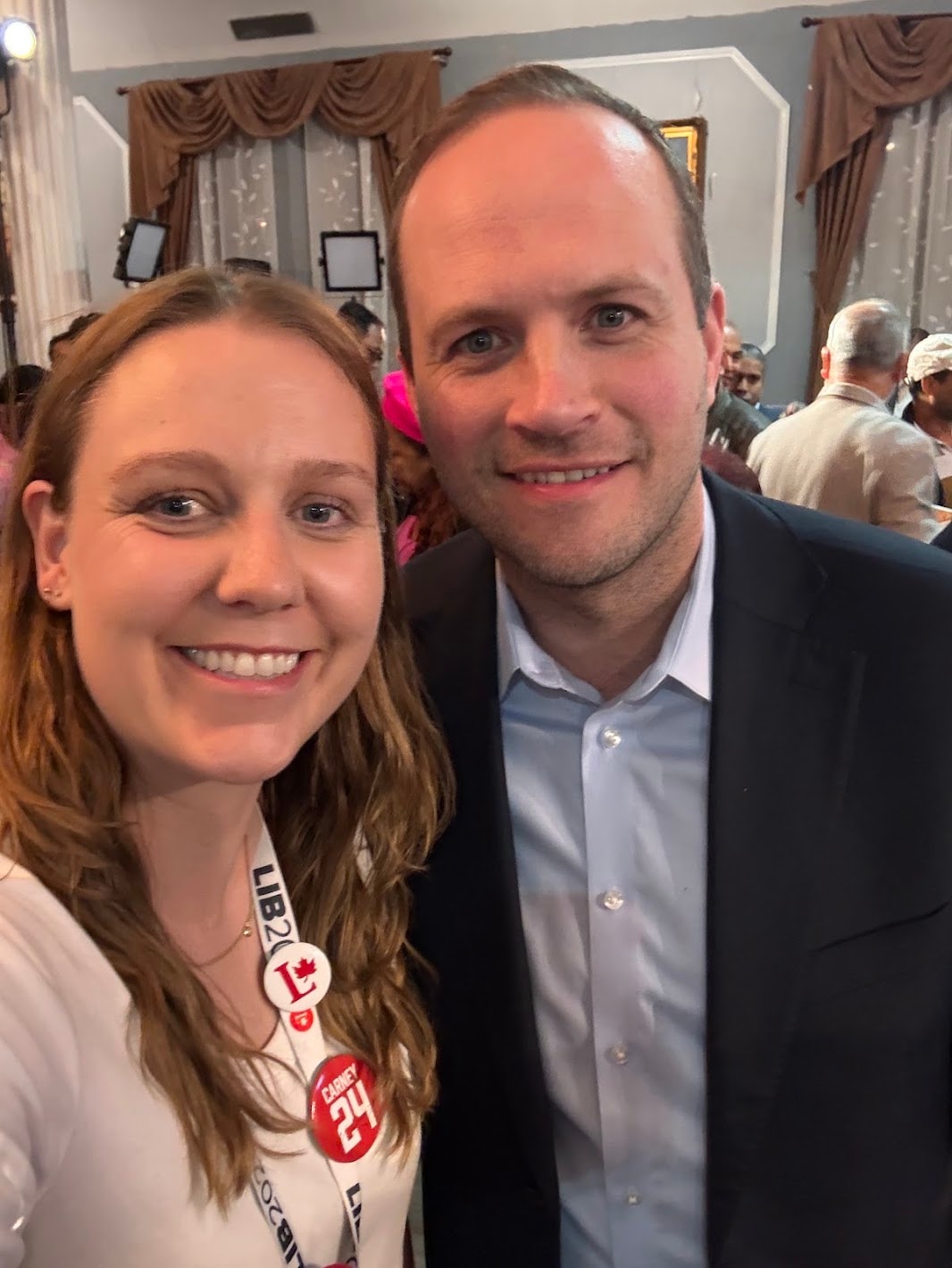 Claire with Mark Carney at a Liberal event
