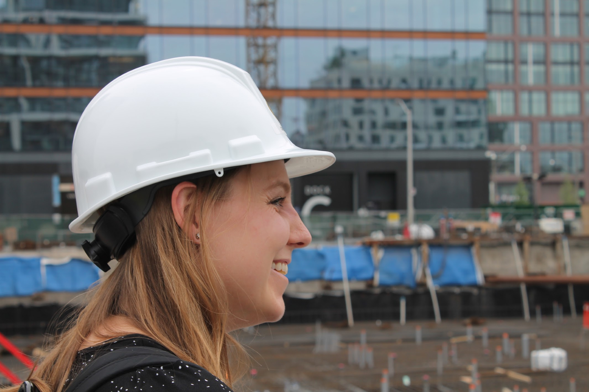 Claire at a construction site